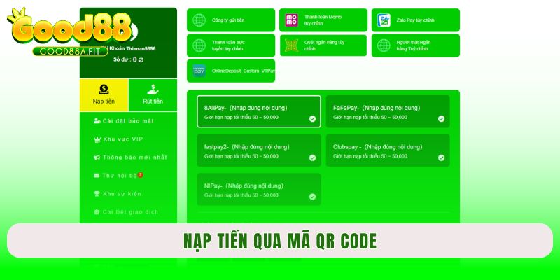 Nạp tiền qua mã QR Code